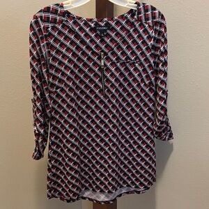 Roz & Ali Red and Black Checkered Blouse